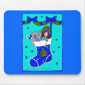 Blue Christmas Stocking mousepads