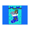 Blue Christmas Stocking postcards