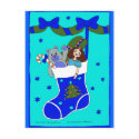 Blue Christmas Stocking postcards