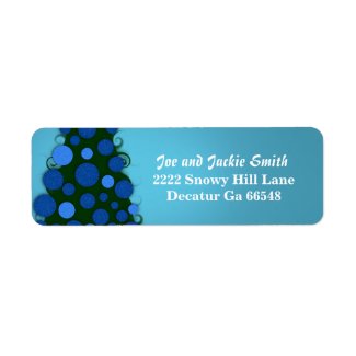 Blue Christmas Tree Address Labels