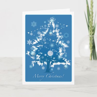 Blue Christmas Tree Christmas cards