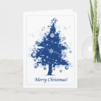 Blue Christmas Tree Christmas card