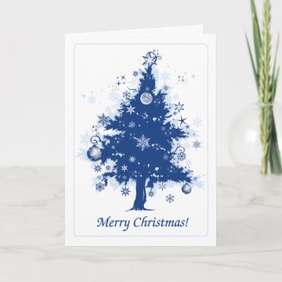 Blue Christmas Tree Christmas cards