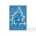 Blue Christmas Tree Christmas Card