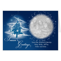 Blue Christmas Tree Christmas Photo 2 Greeting Card