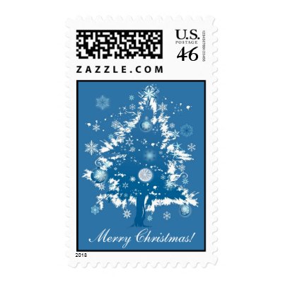 Blue Christmas Tree Christmas postage