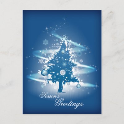 Blue Christmas Tree Christmas postcards
