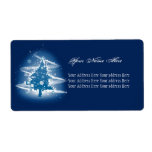 Blue Christmas Tree Fancy Elegant Decorations Custom Shipping Label