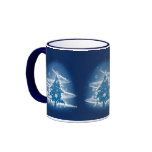 Blue Christmas Tree Fancy Elegant Mugs