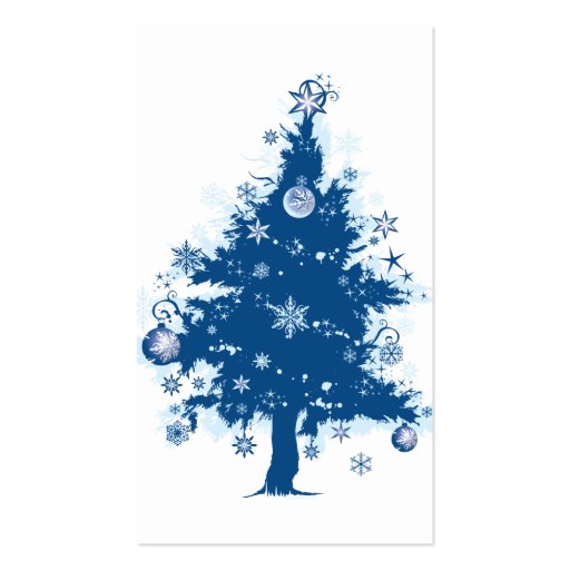 Blue Christmas Tree Gift Tag Business Cards (back side)