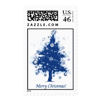 Blue Christmas Tree postage