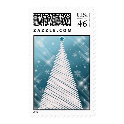 Blue Christmas tree postage postage