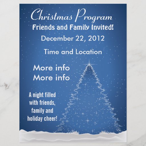 blue christmas tree program flyer zazzle blue christmas tree program flyer zazzle