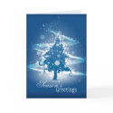 Blue Christmas Tree Season's Greetings cards by Ruxique Blue Christmas Tree Season's Greetings cards
