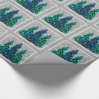 Blue Christmas Tree : Snowflakes Wrapping Paper