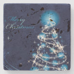Blue Christmas Tree Stone Coaster