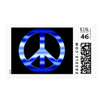 Blue Chrome Peace Sign Postage Stamps