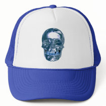 Blue Chrome Skull Hat