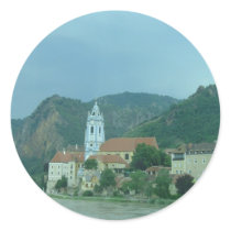 Blue Church in Dürnstein Round Stickers