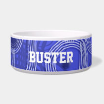 Blue circle and track custom name pet bowl pet bowls