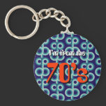 Blue circles I'm from the 70's button keychains