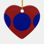 Blue Circles on Red Christmas Ornaments