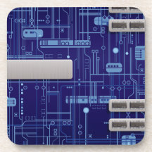 Blue Circuit Board Beverage Coasters