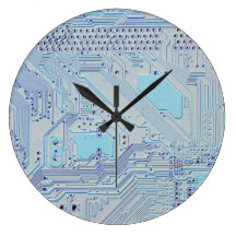 Blue Circuit Board Wallclocks