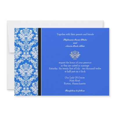 Blue Classic Damask Wedding Invitation (10-pack)