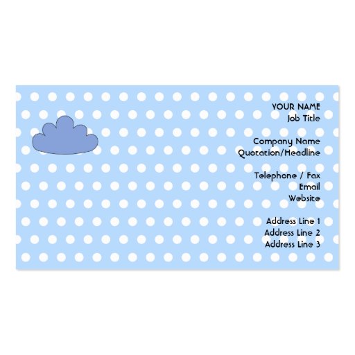 Blue Cloud on Blue and White Polka Dots. Business Card (front side)