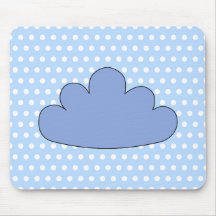 Blue Cloud on Blue and White Polka Dots. Mouse Pad