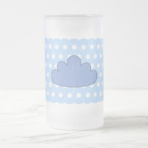 Blue Cloud on Blue and White Polka Dots. Coffee Mugs
