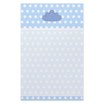 Blue Cloud on Blue and White Polka Dots. Stationery