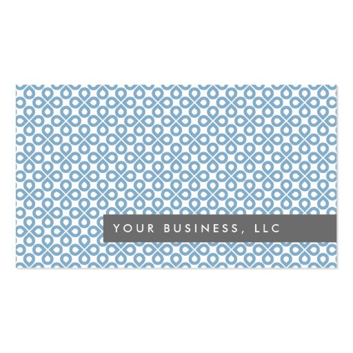 Blue Clover Pattern/Gray Bar Business Card Design (front side)