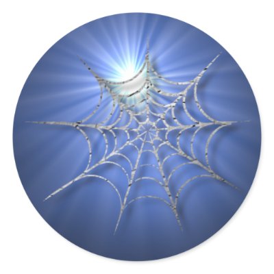 Blue Cobweb Sunburst Stickers for Halloween by angela65
