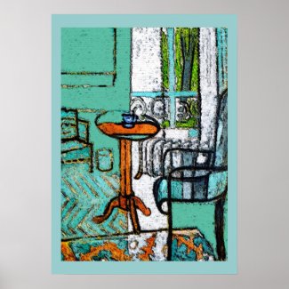 Blue Coffee Cup, Matisse Style print