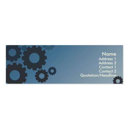 Blue Cogs - Skinny Business Card Template (front side)