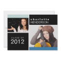 Blue color block photo graduation announcement invitation