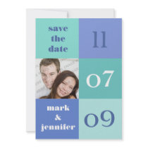 Blue Color Block Save The Date Announcement invitations