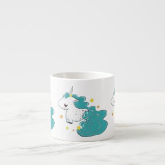 Blue colour cartoon unicorns with stars baby mug specialtymug