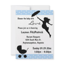 Blue Colored Shower The Baby With Love Invitation