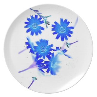 Blue colorized wild flowers scattered design dinner plate