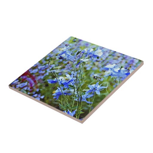 Blue Columbines - Flowers Ceramic Tile