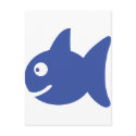 blue comic fish postcards