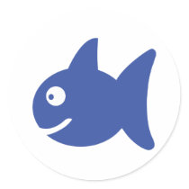 blue comic fish stickers