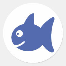 blue comic fish stickers
