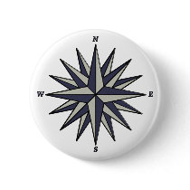 Blue Compass Rose Button