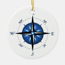 Blue Compass Rose Christmas Ornament