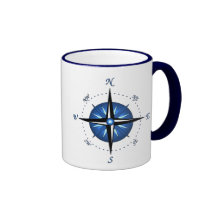 Blue Compass Rose Coffee Mugs