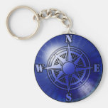Blue compass rose key chain